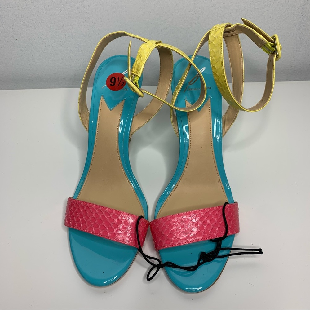 NWT NWT Brian Atwood Pastel Pink, Light Blue & Yellow Wedge Sandals - Picture 11 of 12